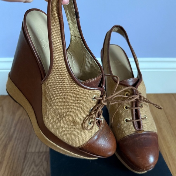 STUART WEITZMAN Lace up Oxford Wedge Platform Heel Size 8.5 - Picture 5 of 11